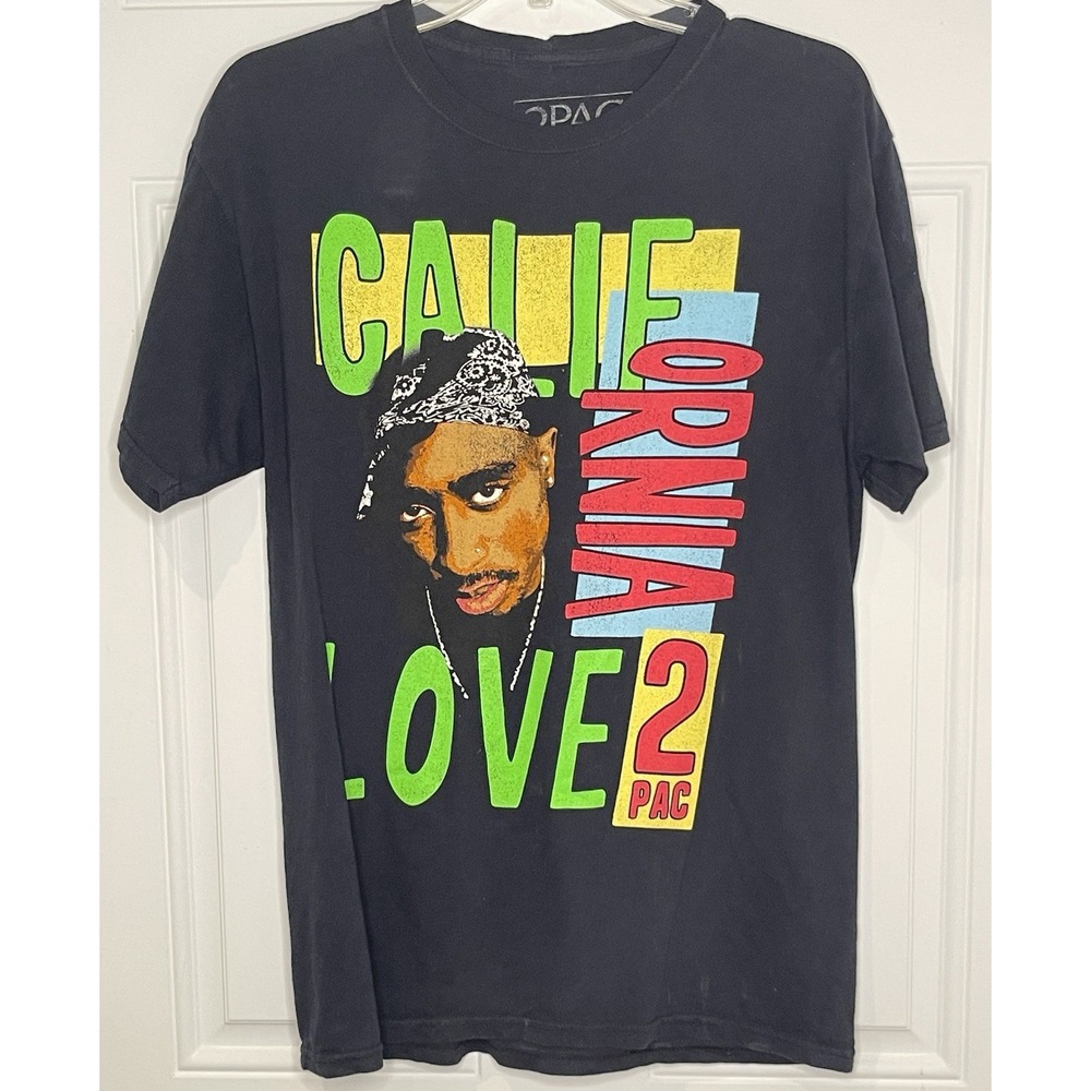 2PAC Adult Medium Tupac Shakur California Love Graphic Black T-Shirt